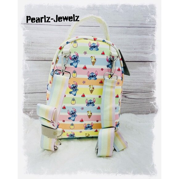Loungefly Lilo & Stitch Fruits Rainbow Stripes Convertible Backpack BoxLunch NWT main image 4